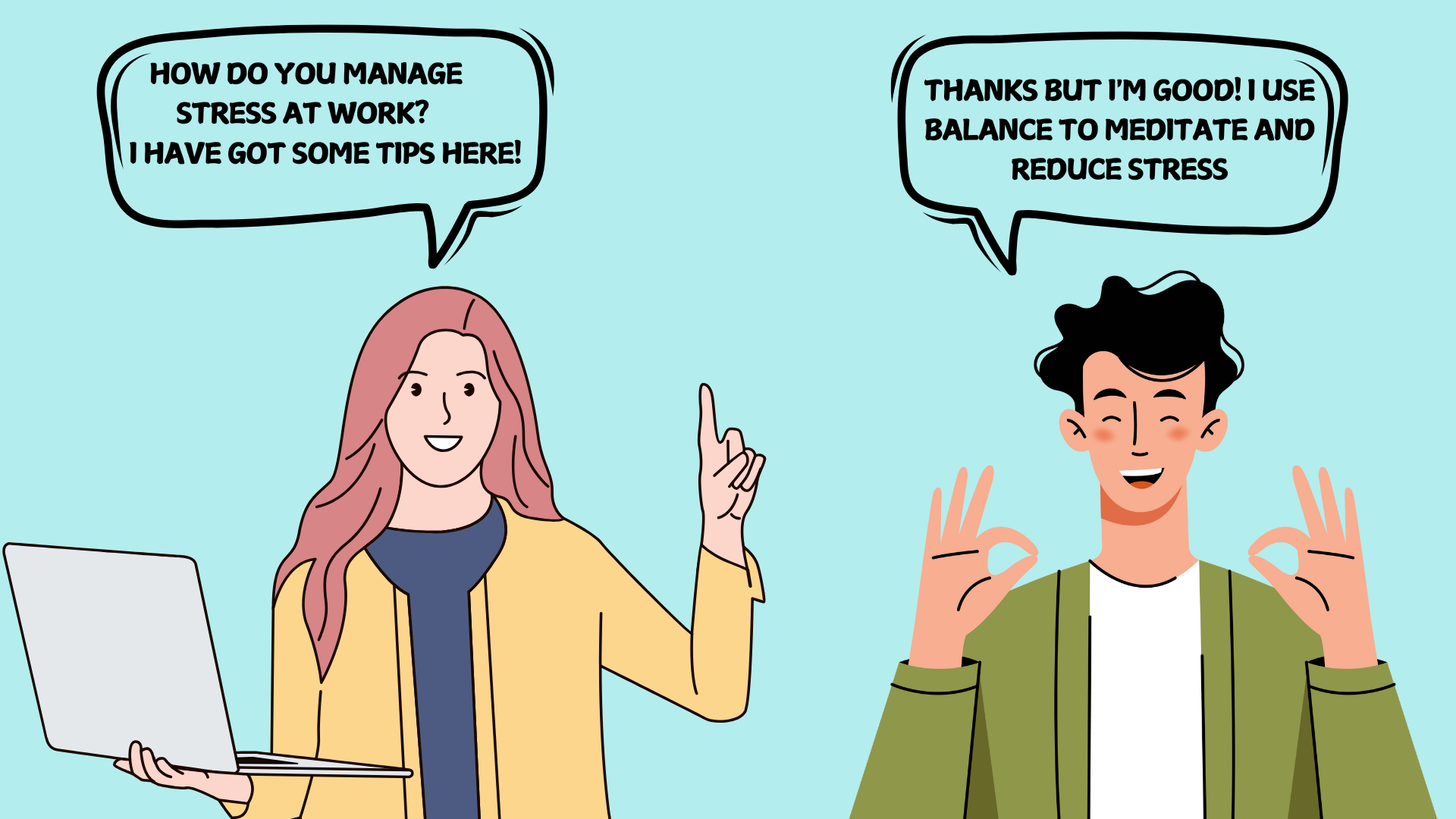 a cartoon of a man and a woman