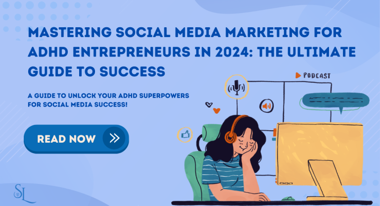 Social Media Marketing For ADHD entrepreneurs title is shown in this image with a read now button