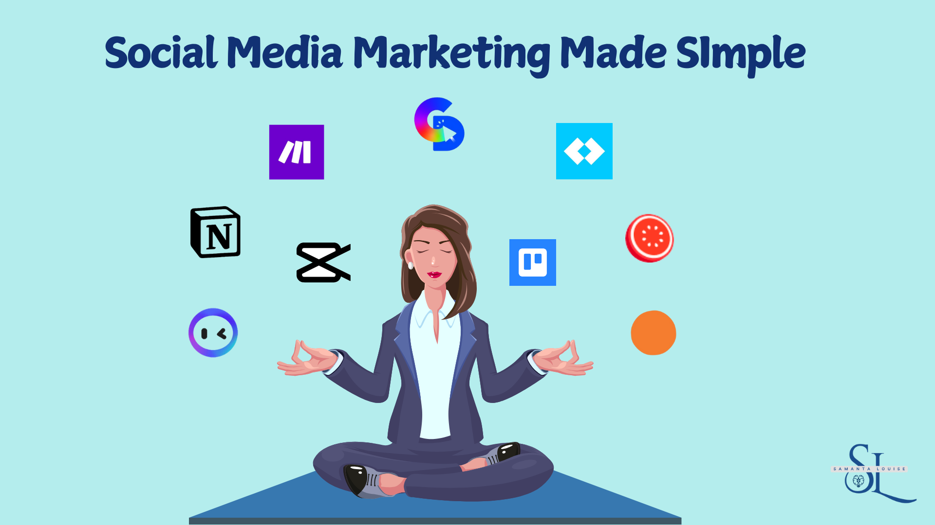 A employee sitting in a calm position because of the best social media tools for adhd entrepreneurs she is using