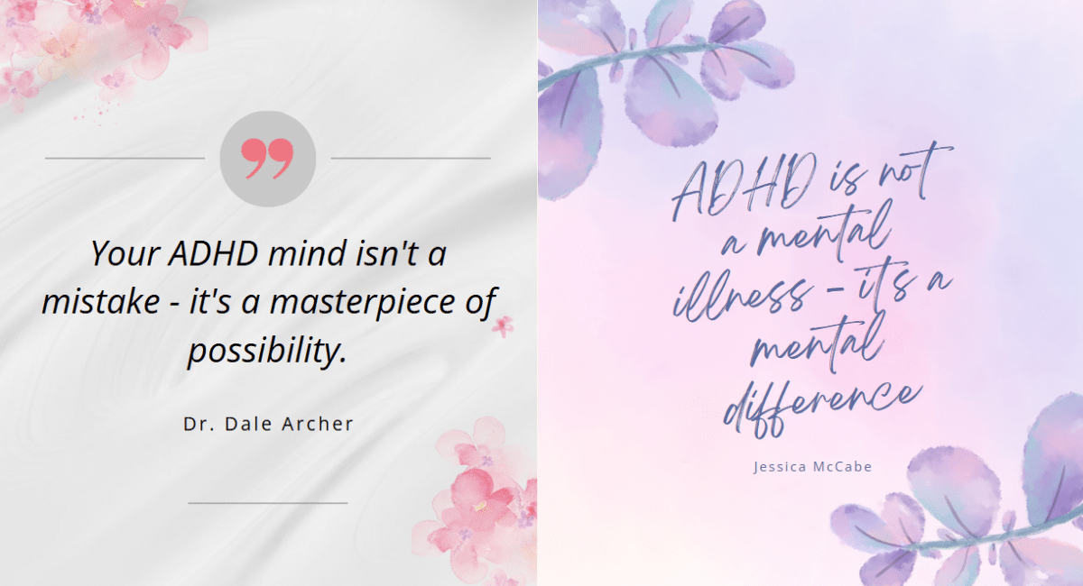 Quotes on purple flowery background on ADHD motivation 