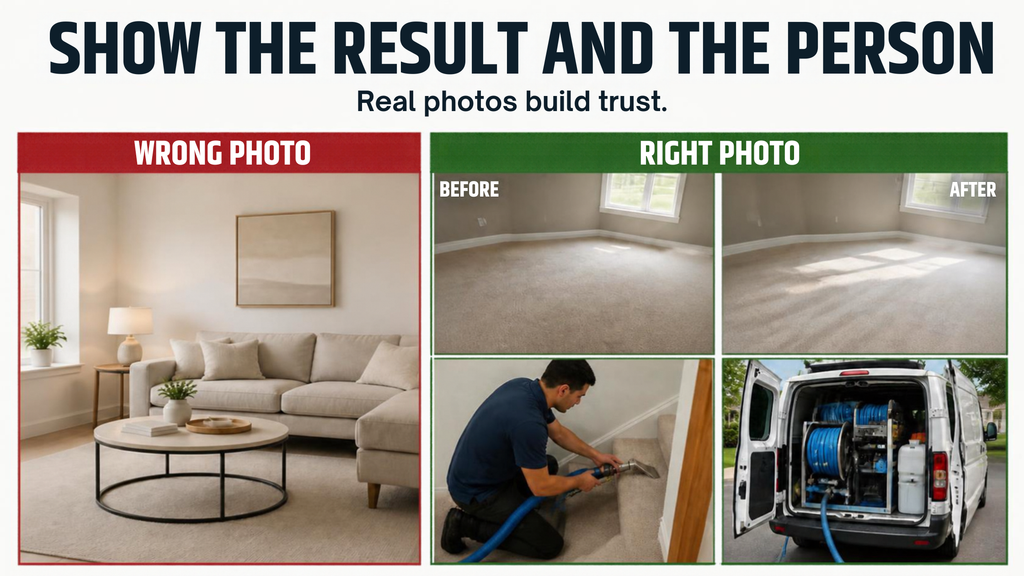 wrong and correct photo of how business profiles should be